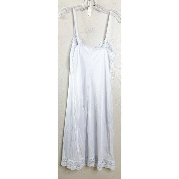 VTG 70's Sz 34 F Vassarette Pale Blue LACE-underneath It All-NYLON FULL SLIP EUC - Picture 9 of 10